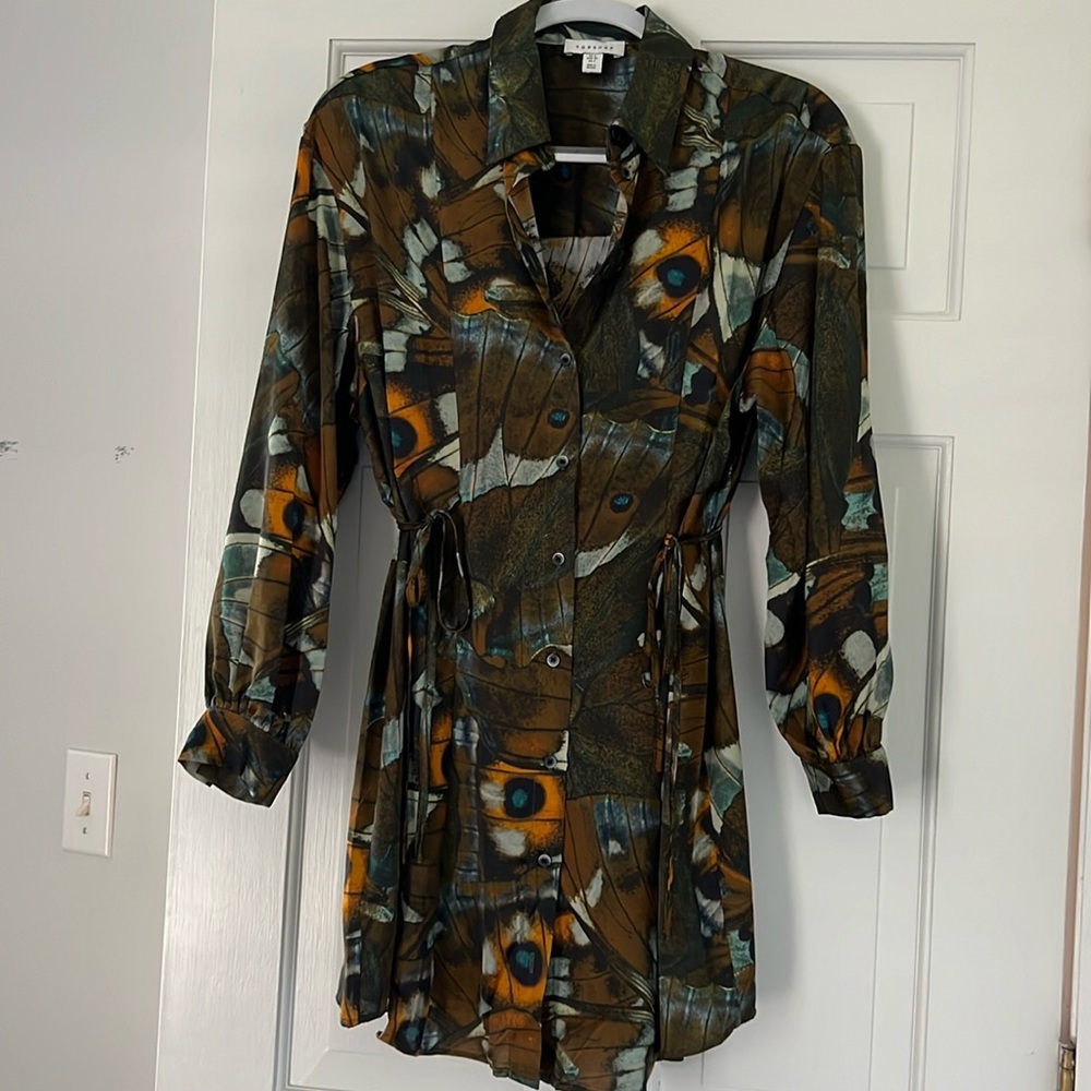 Long sleeve button down mini